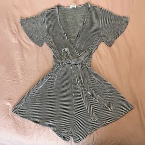 Black and white striped romper